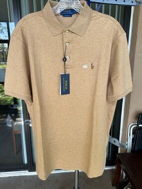 Polo by Ralph Lauren Heathered Tan Polo Shirt with Embroidered Pony classic fit